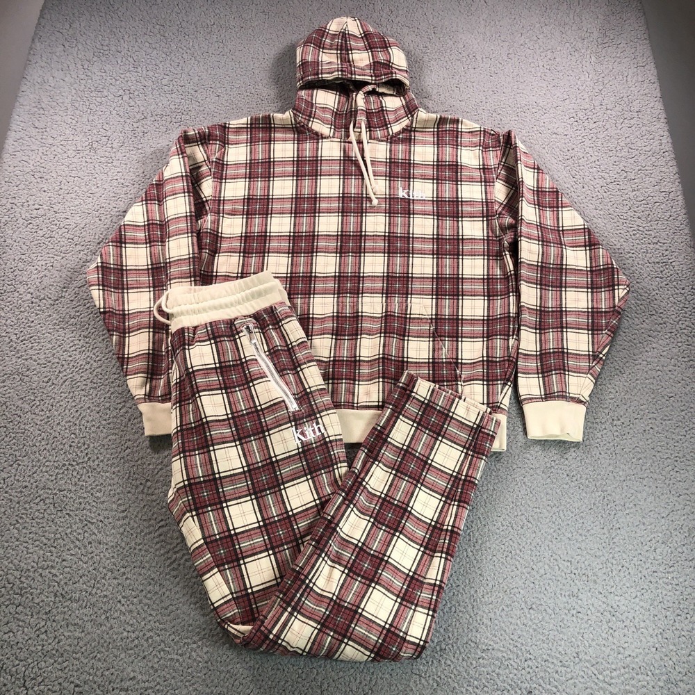Kith Williams III Sweatsuit Mens Small‎ Red White Plaid Hoodie Jogger Set